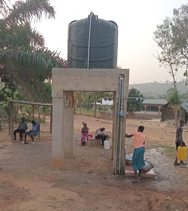 Construction of Mechanized borehole fitted with electric pump and overhead water tank at Ampayoo (Adomfe)
