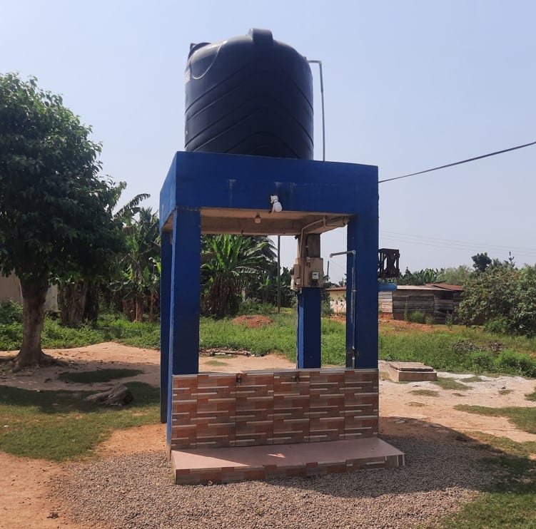 Construction of Mechanized borehole fitted with electric pump and overhead water tank at Nkyesa