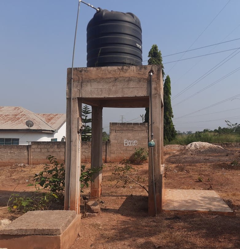 Construction of Mechanized borehole fitted with electric pump and overhead water tank at Otuoserebuor (Juaso)